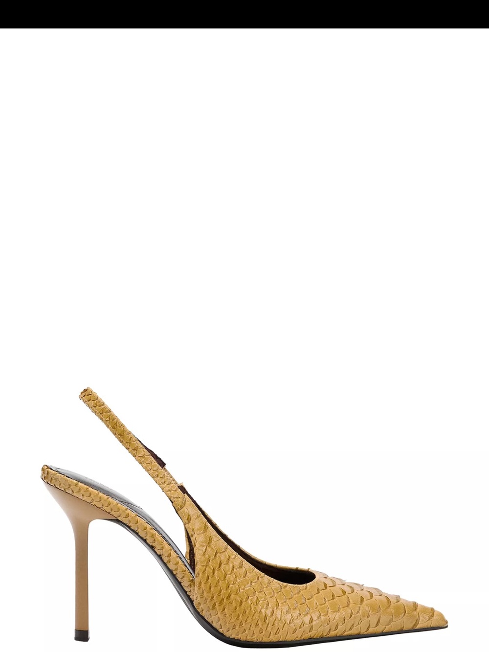 Zara embossed sling back heels in Mustard Yellow